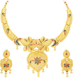 sukkhi alloy gold-plated gold jewellery set