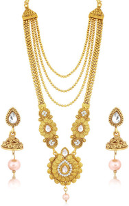 sukkhi alloy gold-plated gold white jewellery set