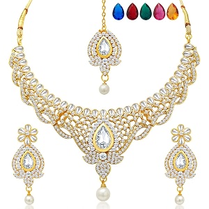Sukkhi Divine Gold Plated AD Necklace Set