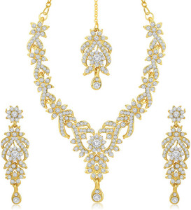 sukkhi zinc gold-plated gold jewel set pack of 1