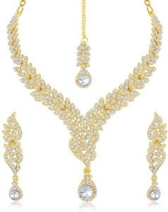 sukkhi zinc gold-plated gold jewellery set