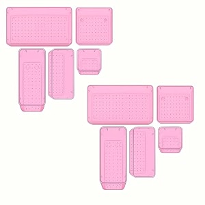 sulfar 10pcs bathroom drawer tray dividers plastic vanity organizers storage bins for makeup dresser tray 2s4m2l2xl pink