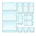 Sulfar 12pcs Bathroom Drawer Tray Dividers Plastic Vanity Organizers Storage Bins For Makeup Dresser Tray (3S+3M+3L+3XL) Blue