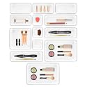 Sulfar 13pcs Bathroom Drawer Tray Dividers Plastic Vanity Organizers Storage Bins for Makeup Dresser Tray (3S+4M+3L+1B+2XL) Transparent