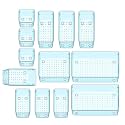Sulfar 13pcs Bathroom Drawer Tray Dividers Plastic Vanity Organizers Storage Bins for Makeup Dresser Tray (3S+4M+3L+1B+2XL) Blue