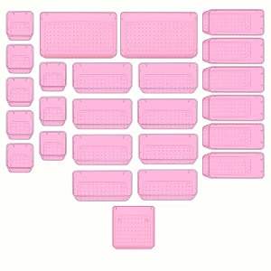 sulfar 25pcs bathroom drawer tray dividers plastic vanity organizers storage bins for makeup dresser tray 8s8m6l3xl pink