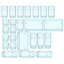 Sulfar 25pcs Bathroom Drawer Tray Dividers Plastic Vanity Organizers Storage Bins For Makeup Dresser Tray (8S+8M+6L+3XL) Blue