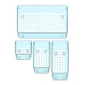 Sulfar 4pcs Bathroom Drawer Tray Dividers Plastic Vanity Organizers Storage Bins For Makeup Dresser Tray (1S+1M+1L+1XL) Blue