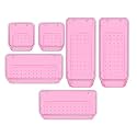 Sulfar 6pcs Desk Drawer Organizer Trays Various Size Bathroom Drawer Tray Dividers Plastic Vanity Organizers Storage Bins For Makeup Cosmetics Dresser Kitchen Office (2S+2M+2L) Pink