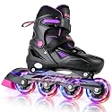 SULIFEEL Adjustable Light Up Kids Inline Skates Hard Shell Boys Girls 4-12