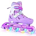 SULIFEEL Adjustable Light Up Kids Inline Skates Hard Shell Boys Girls 4-12