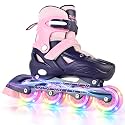 SULIFEEL Adjustable Light Up Kids Inline Skates Hard Shell Boys Girls 4-12