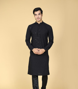 sultan Men Chikan Embroidery Straight Kurta