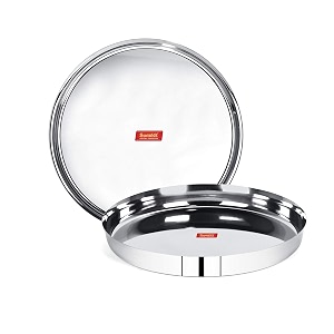 sumeet 22 gauge stainless steel traditional dinner platethali 285cm 2ltr - set of 2pc