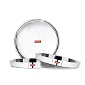 Sumeet 22 Gauge Stainless Steel Traditional Dinner Plate/Thali 28.5Cm (2Ltr) - set of 3pc