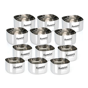sumeet heavy gauge stainless steel square bowlwatikatori with mirror finish  65cm amp 7cm dia set of 12pc 150ml amp 200ml each - silver