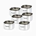 Sumeet Heavy Gauge Stainless Steel Square Bowl/Wati/Katori with Mirror Finish – 6.5cm Dia, Set of 6pc, 150ML Each - Silver