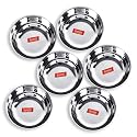Sumeet Stainless Steel Heavy Gauge Solid Bowl Wati Set with Mirror Finish, 10.3 cm; 300ml, Set of 6 Piece, Silver
