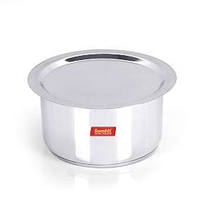 sumeet stainless steel tope with lid 5l 1 pc silver mirror finish 5 liters