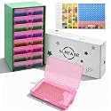 Sumekar 8PCS Extra Large Diamond Painting Storage Containers Trays,Diamond Painting Accessories,2-in-1 Diamond Art Trays with Lids(Pink)