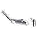 sumerain Waterfall Roman Tub Faucet with Handheld High Flow Chrome finish