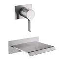 sumerain Waterfall Wall Mount Tub Filler Brushed Nickel with Valve Single Handle Brass High Flow