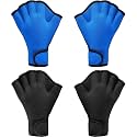 Sumind 2 Pairs Webbed Swim Gloves, Large, Black, Blue