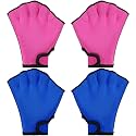 Sumind 2 Pairs Webbed Swim Gloves, Medium, Rose Red, Blue