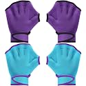 Sumind 2 Pairs Webbed Swim Gloves, Medium, Light Blue, Purple