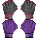 Sumind 2 Pairs Webbed Swim Gloves, Medium, Purple, Gray