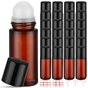 Sumind 24 Pcs 50ml Glass Roller Bottles for Essential Oil, Brown
