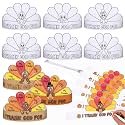 Sumind 36 Pcs Color Your Own Turkey Crowns Thanksgiving Crafts for Kids