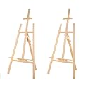 THE SUMMER® 5 Feet Professional Wooden Art Easel Stand, Natural Pine Wood, Adjustable Display Tripod for Painting, Drawing, Exhibition (Pack of 2)