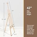 THE SUMMER® 5 Feet Professional Wooden Art Easel Stand, Natural Pine Wood, Adjustable Display Tripod for Painting, Drawing, Exhibition