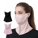Ice Silk Sun Protection Face Mask for Women, Breathable Cooling Face Cover with Neck Coverage, Driving，Golf，Hiking