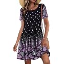 Summer Dresses for Women Casual Short Sleeve T Shirt Sundress with Pockets