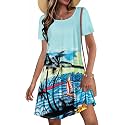 Summer Dresses for Women Casual Short Sleeve T Shirt Sundress with Pockets