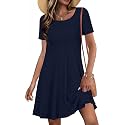 Summer Dresses for Women Casual Short Sleeve T Shirt Sundress with Pockets
