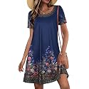 Summer Dresses for Women Casual Short Sleeve T Shirt Sundress with Pockets