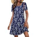 Summer Dresses for Women Casual Short Sleeve T Shirt Sundress with Pockets