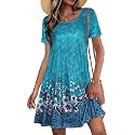 Summer Dresses for Women Casual Short Sleeve T Shirt Sundress with Pockets