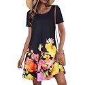 Summer Dresses for Women Casual Short Sleeve T Shirt Sundress with Pockets