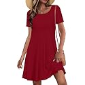 Summer Dresses for Women Casual Short Sleeve T Shirt Sundress with Pockets