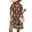 Summer Dresses for Women Casual Short Sleeve T Shirt Sundress with Pockets