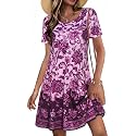 Summer Dresses for Women Casual Short Sleeve T Shirt Sundress with Pockets