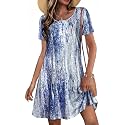 Summer Dresses for Women Casual Short Sleeve T Shirt Sundress with Pockets
