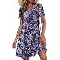 Summer Dresses for Women Casual Short Sleeve T Shirt Sundress with Pockets