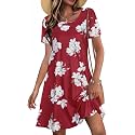 Summer Dresses for Women Casual Short Sleeve T Shirt Sundress with Pockets