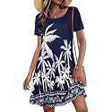 Summer Dresses for Women Casual Short Sleeve T Shirt Sundress with Pockets