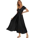 Summer Floral Smocked Maxi Dress for Women 2026 Casual Flowy Tiered A Line Boho Beach Party Long Dresses with Short Sleeve